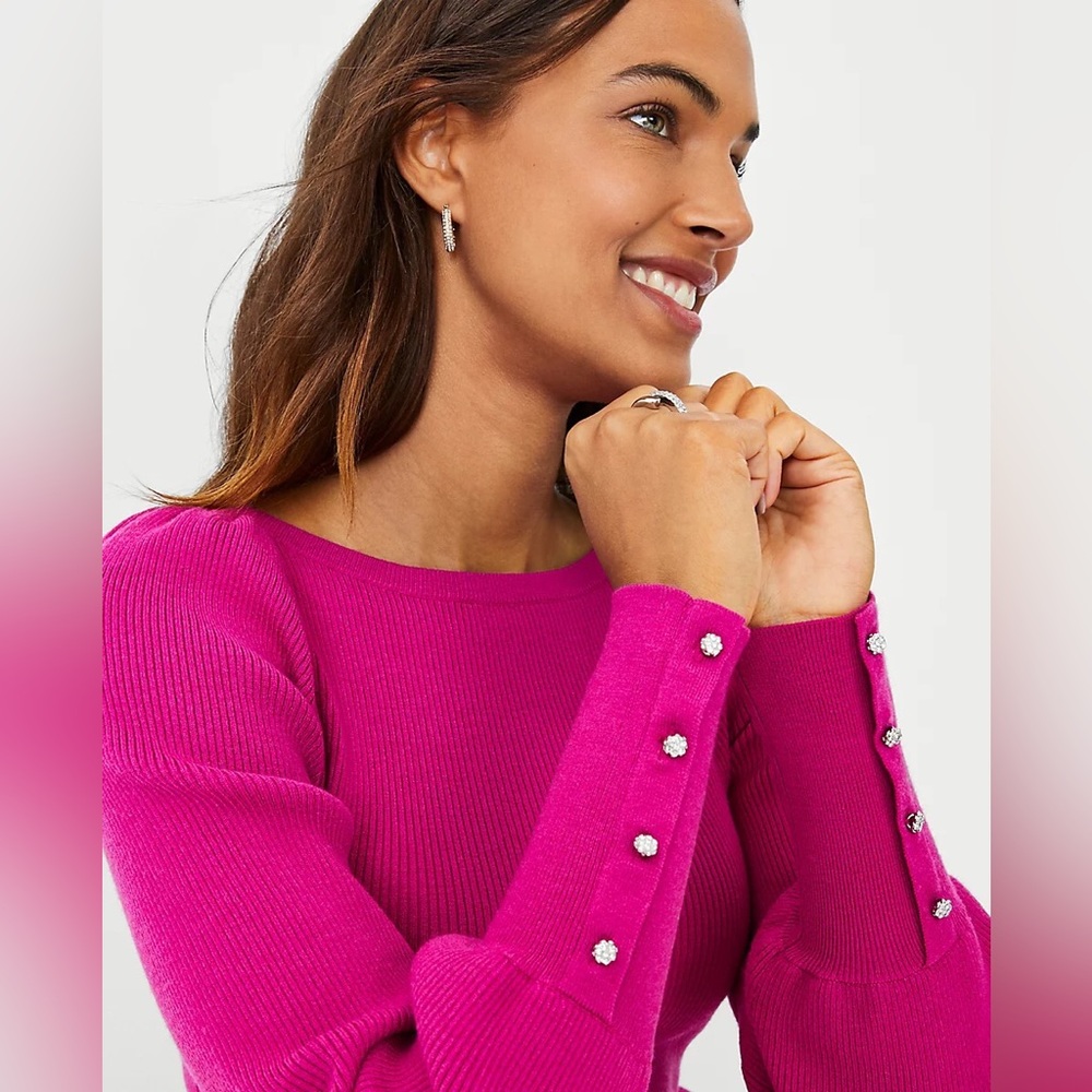Ann Taylor Sweater Fuchsia Small Petite NWT